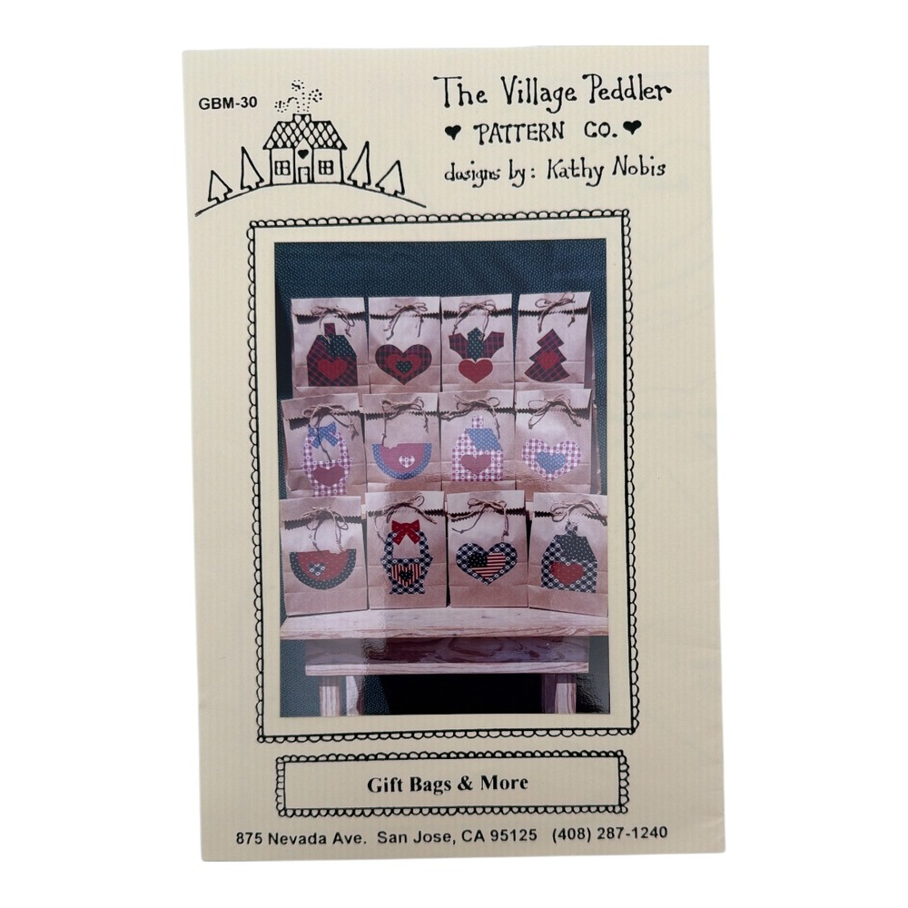 The Village Peddler Pattern Co Gift Bags & More 1991 Applique NEW